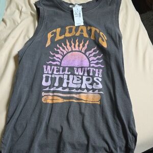 Maurices Charcoal Graphic Tee with Mustard Text Nwt